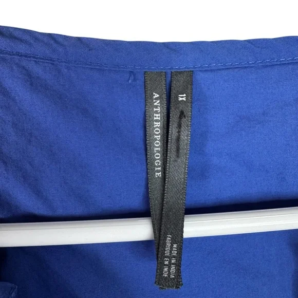 Anthropologie Somerset Embroidered Maxi Tiered Dress Blue White 1X Eyelet - Picture 6 of 15